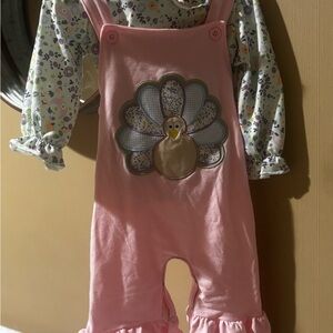 Pink Baby Romper with Turkey Design